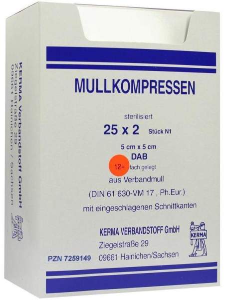 Mullkompressen Bw 5 X 5 cm 12fach Steril 25 X 2 Kompressen