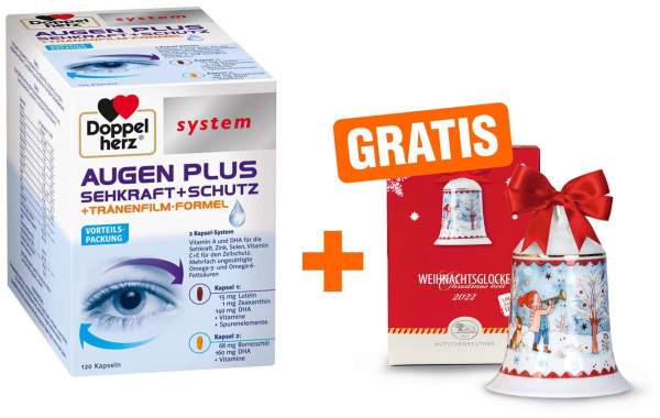 Doppelherz Augen plus Sehkraft + Schutz System 120 Kapseln + gratis Hutschenreuther Weihnachtsglocke 2022 1 Stück