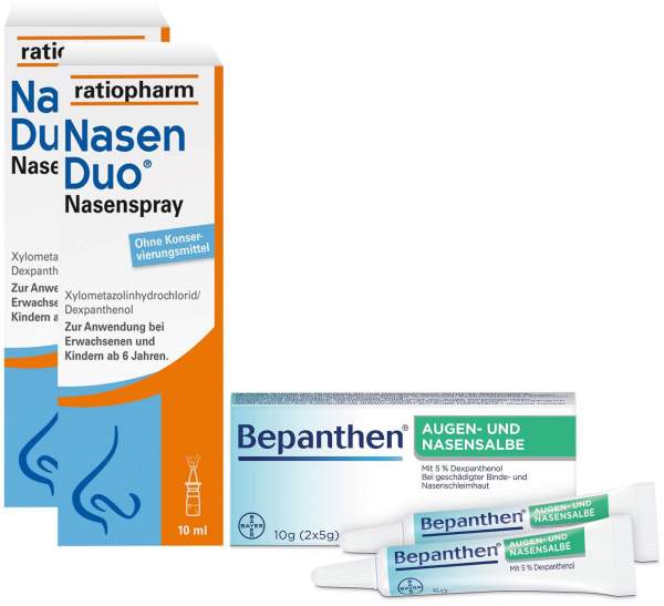 Nasenduo Nasenspray 2 x 10ml + Bepanthen Augen- und Nasensalbe 10 g