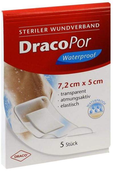 Dracopor Waterproof Wundverband Steril 5 X 7,2 cm 5 Verbände