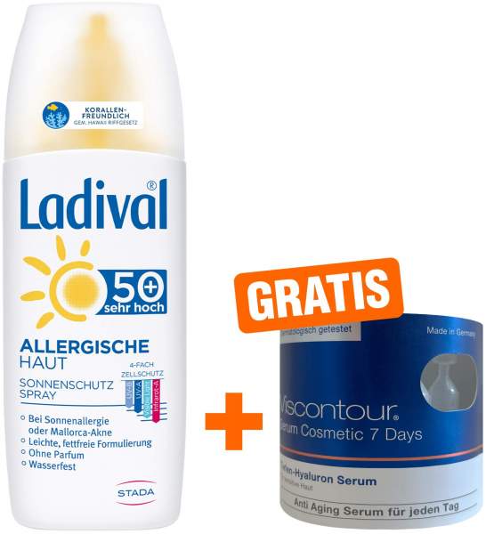 Ladival Allerg.Haut LSF 50+ Spray 150 ml + gratis Viscontour Serum 7 Ampullen