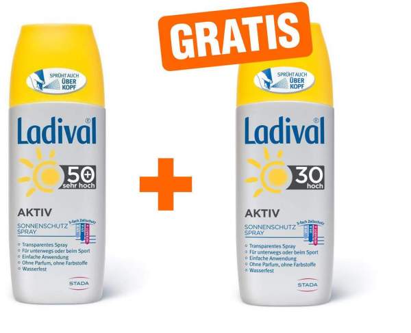 Ladival Aktiv Sonnenschutz 150 ml Spray LSF 50+ + gratis Aktiv Sonnenschutz Spray LSF 30 150 ml