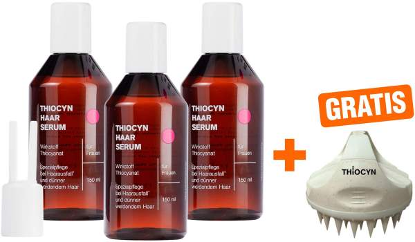 Thiocyn Haarserum Frauen vegan 3 x 150 ml + gratis Massagebürste 1 Stück