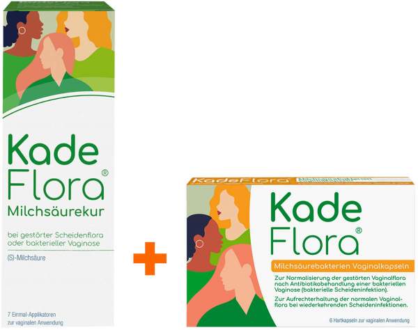 Kadeflora Milchsäurekur Einmalapplikatoren 7 x 2,5 g + Kadeflora Milchsäurebakterien Vaginalkapseln 6 Stück