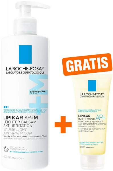 La Roche Posay Lipikar Baume light AP +M leichter Balsam 400 ml + gratis Lipikar Dusch-und Badeöl AP+ 100 ml