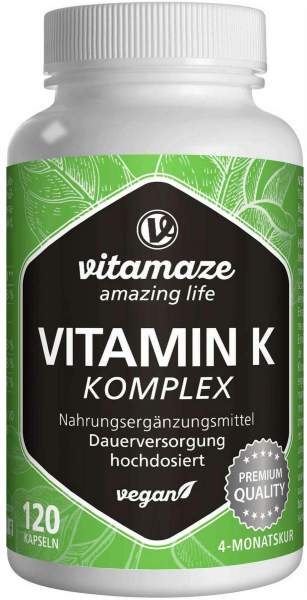 Vitamin K1+K2 Komplex hochdosiert vegan Kapseln 120 Stück