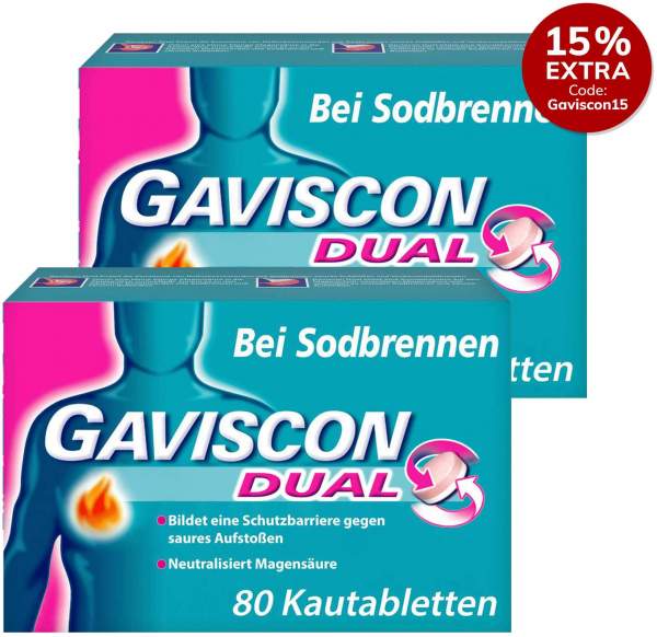 Gaviscon Dual 250 mg - 106,5 mg - 187,5 mg 2 x 80 Kautabletten