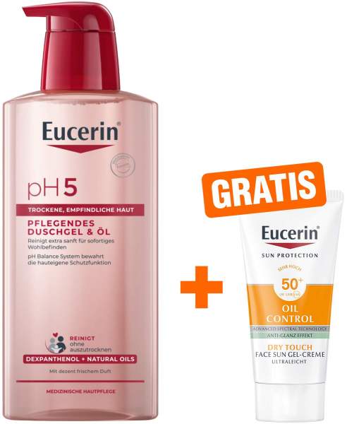 Eucerin pH5 Duschgel &amp; Öl empfindliche Haut 400 ml + gratis Eucerin Sun Gelcreme Oil Control 20 ml