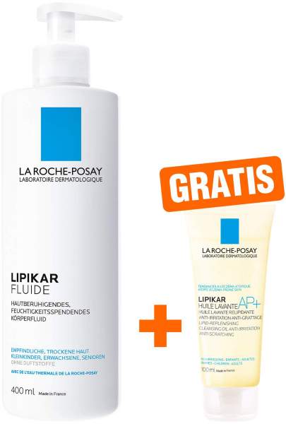 La Roche Posay Lipikar Fluide 400 ml + gratis Roche Posay Lipikar Dusch- und Badeöl AP+ 100 ml