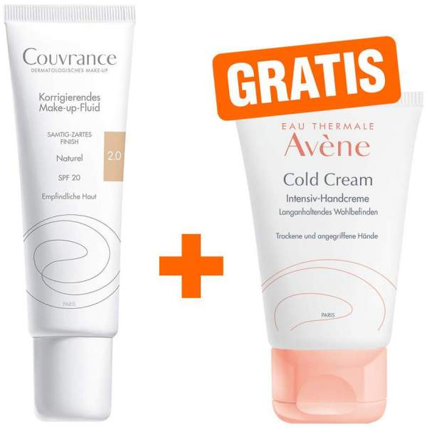 Avene Couvrance Make up Fluid 02 naturel + gratis Cold Cream Intensiv Handcreme 50 ml
