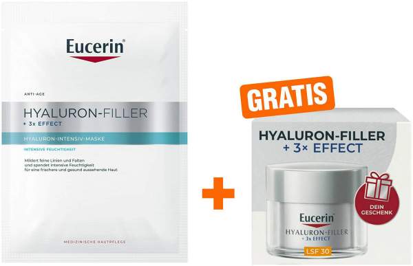 Eucerin Anti Age Hyaluron Filler Intensiv Maske 1 Stück + gratis Hyaluron Filler XMas Tagespflege LSF30 20 ml