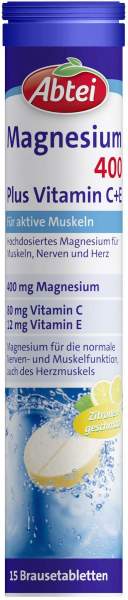 Abtei Magnesium 400 Plus Vitamin C + E Brausetabletten 15...