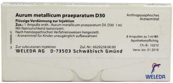 Weleda Aurum Metallicum Praeparatum D30 8 Ampullen