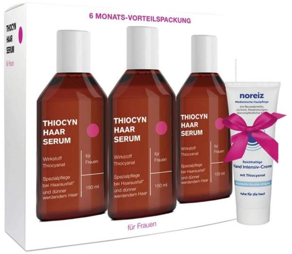 Thiocyn Haarserum Frauen 3 x 150 ml Vorteilspackung + gratis Noreiz Hand Intensiv Creme 50 ml