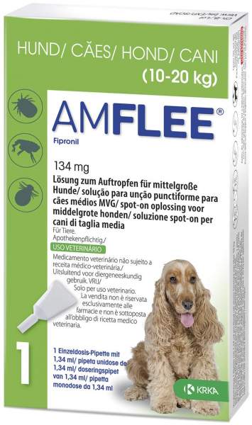 Amflee 134 mg Lösung Für Mittelgroße Hunde 10 - 20 KG 3 Pipetten